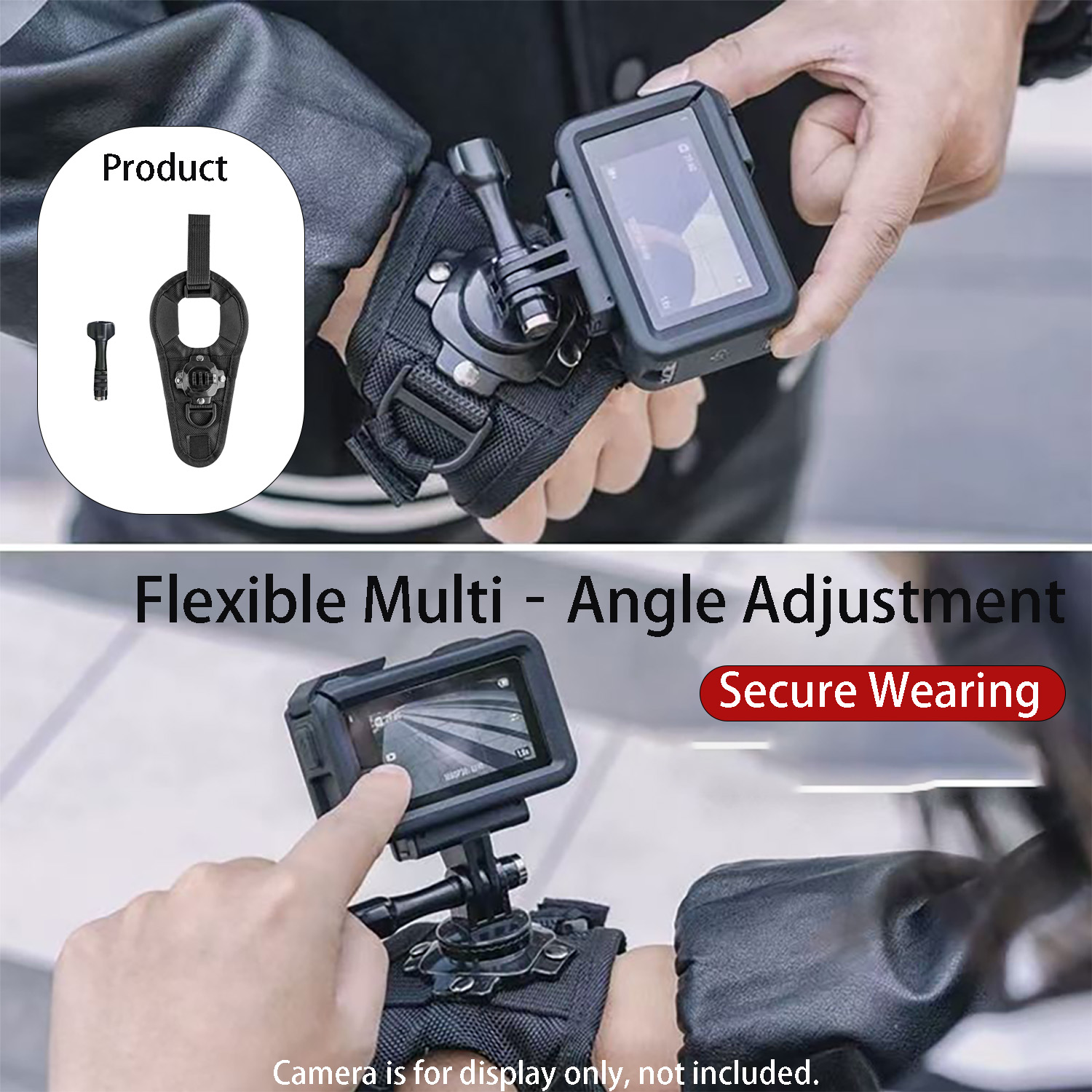 Camera Wrist Strap - GoPro Hero 13、12、11、360に対応した、調整可能なリストマウント。 ° 回転式パームストラップ、アクションカメラ用ハンドホルダー