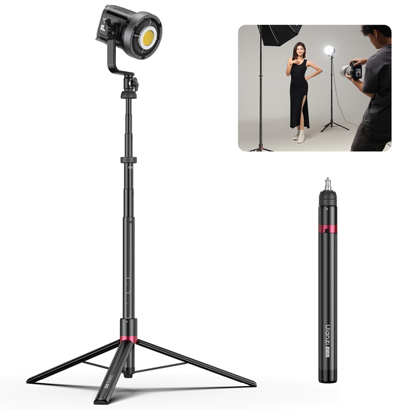 Photography Basics - Ulanziヘビーデューティーライトスタンド、折りたたみ式三脚、写真用ユニバーサルマウント、ビデオライト、カメラ、ライブストリーム、at-05、2m、1/4