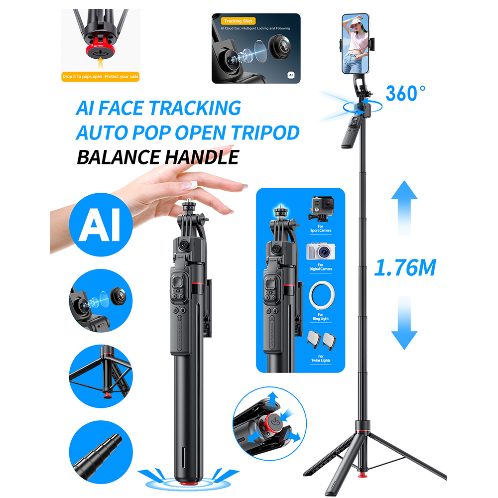 AIジンバル三脚付き自撮り棒360°回転 °   スマホ用オ - Photography Basics のレビューと価格