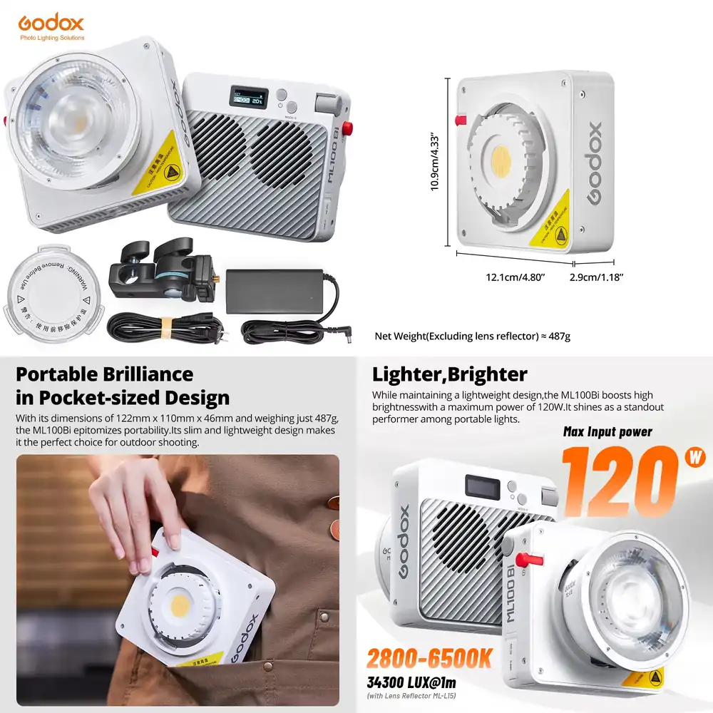 ML100Bi 120W ポータブル二色LED撮影ランプ オ - Photography Videos Free のレビューと価格