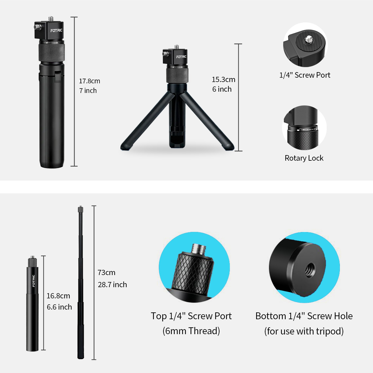 FOTRIC 73cm 伸縮式セルフィー棒、回転式ハンドル、 - Photography Basics のレビューと価格