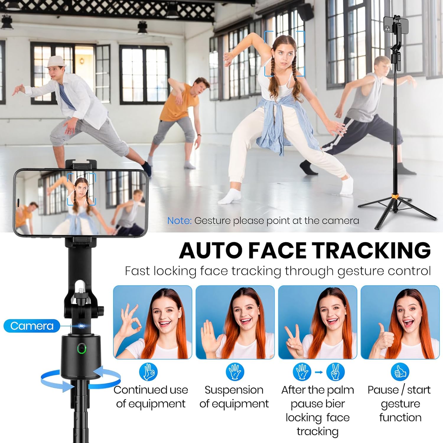 高さ180cm/71インチの折りたたみ式三脚、自動顔追跡ジン - Photography Basics のレビューと価格